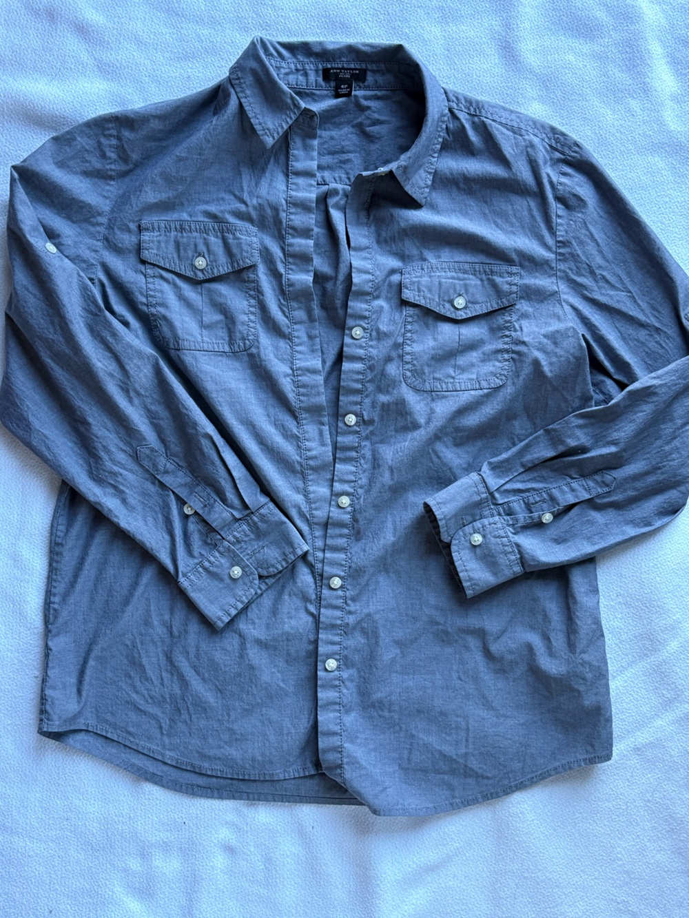 Ann Taylor Slate Blue Women's Button-Down Shirt